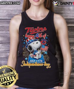 Happy twins wearing a Nice Peanuts 4th of July tank top, celebrating Independence Day with smiles and festive spirit.