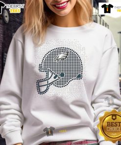 Alt Text: Cozy Philadelphia Eagles sweatshirt featuring a polka dot helmet design, perfect for fans on game day.