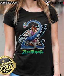 Womens Philadelphia Eagles Zootopia 2 tee featuring vibrant graphics and a stylish fit for fans of all ages.