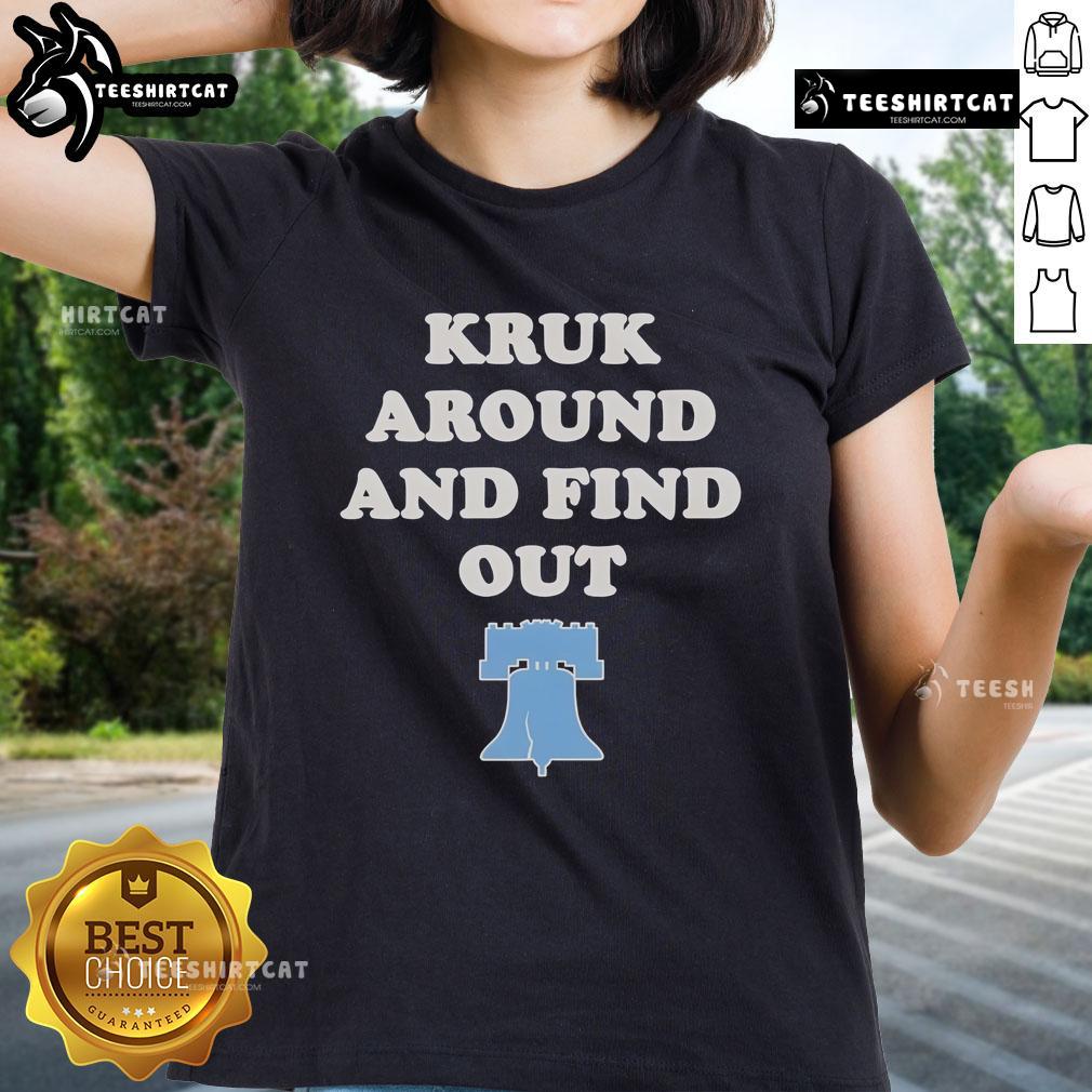 Nice Philadelphia Phillies Kruk Around And Find Out Ladies Tee Stylish Philadelphia Phillies Kruk Around And Find Out ladies tee in vibrant colors, perfect for baseball fans.