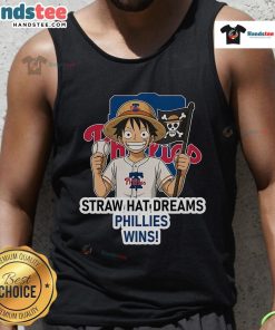 Nice Philadelphia Phillies Monkey D. Luffy Straw Hat Dreams Wins tank top featuring vibrant graphics and baseball theme.