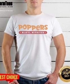 Nice Poppers Alkyl Nitrates T-Shirt featuring bold graphic design, perfect for poppers enthusiasts and fashion lovers.