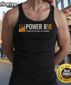 Nice Power B10 tank top celebrating 10 years of insights with a stylish design and vibrant colors.