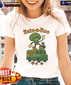 Nice Rain A Roo Broccoli Bus Ladies Tee featuring a fun broccoli graphic on a stylish women's t-shirt design.