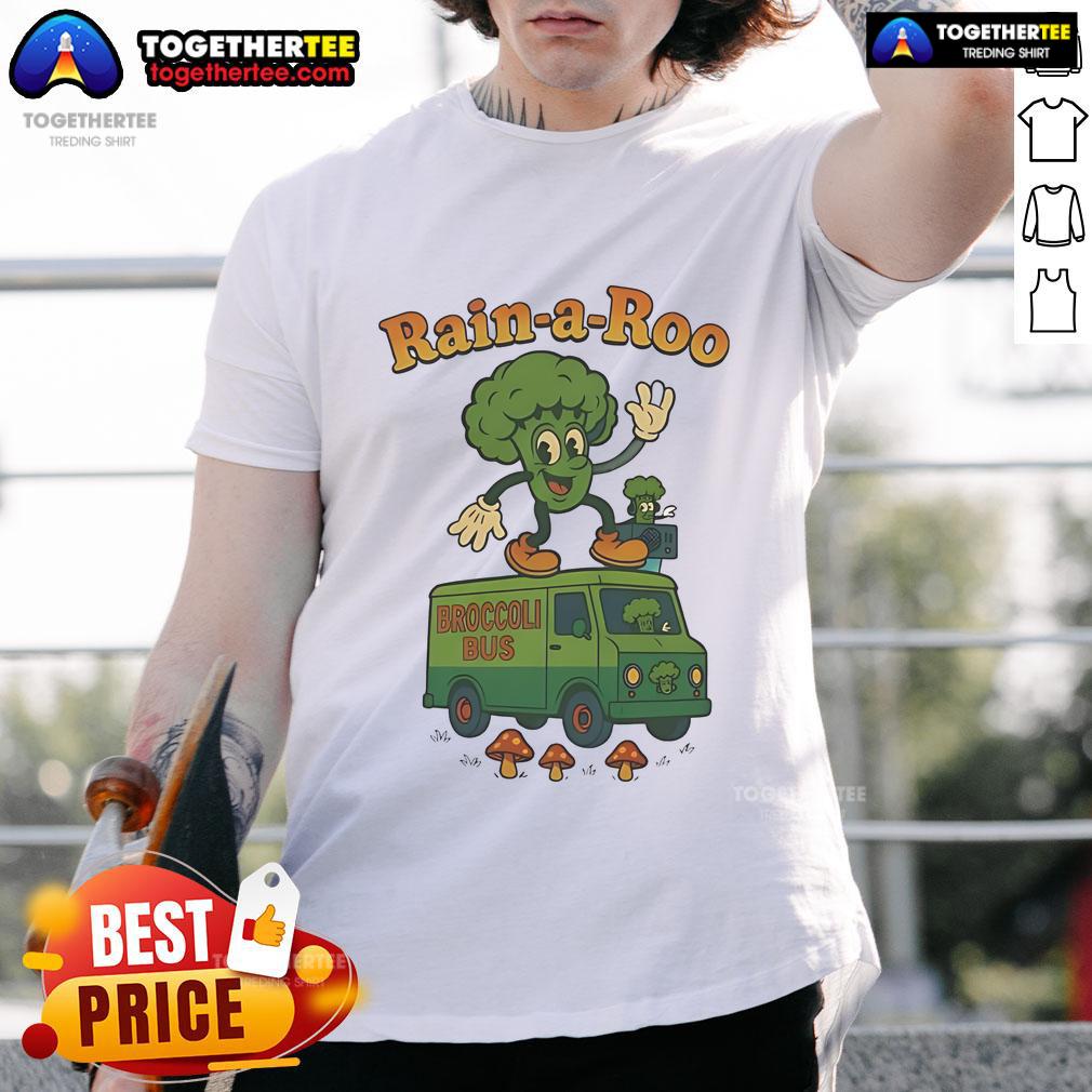 Nice Rain A Roo Broccoli Bus T Shirt Nice Rain-A-Roo Broccoli Bus T-Shirt featuring a fun broccoli design, perfect for casual wear and veggie lovers.