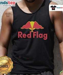 Alt Text: Stylish Nice Red Flag Dom Mazzetti tank top featuring bold graphics, perfect for casual summer wear.