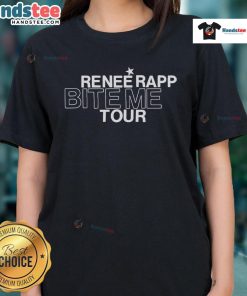 Renee Rapp 2025 Bite Me Tour schedule on a two-sided ladies tee, showcasing tour dates and vibrant design.