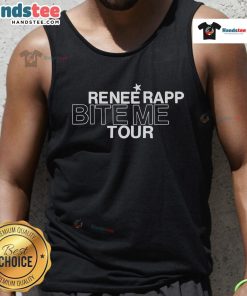 Renee Rapp Bite Me Tour 2025 schedule on a two-sided tank top, featuring tour dates and vibrant design.