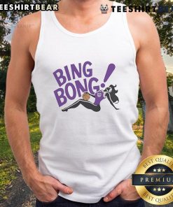 Young woman wearing a Nice Sacramento Kings Bing Bong girl tank top, showing team spirit at a basketball game.