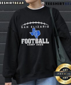 Alt Text: Nice San Elizario Football Camp 2025 sweatshirt featuring team colors and logo, perfect for camp supporters.