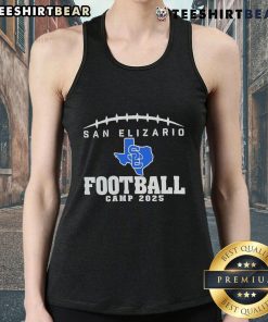 2025 Nice San Elizario Football Camp tank top featuring vibrant design and camp logo, perfect for athletes.