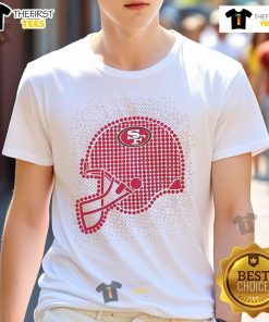 San Francisco 49ers Polka Dots Helmet T-Shirt featuring vibrant polka dot design and team logo, perfect for fans.