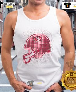 Stylish San Francisco 49ers polka dots helmet tank top, perfect for game day and casual wear.