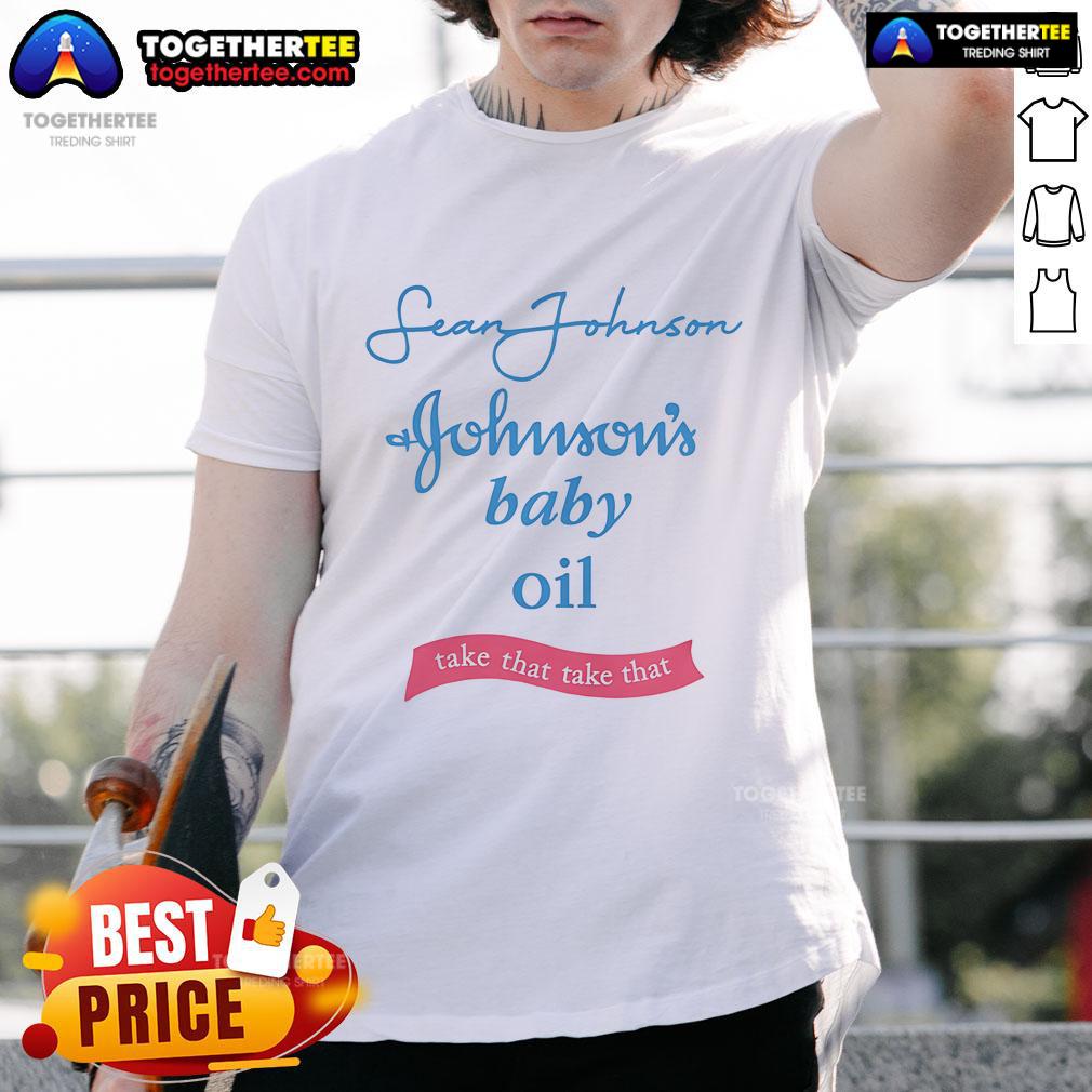 Nice Sean Johnson & Johnson'S Baby Oil T Shirt Alt Text: Nice Sean Johnson & Johnson's Baby Oil T-Shirt featuring a soft design, perfect for casual wear and baby care lovers.