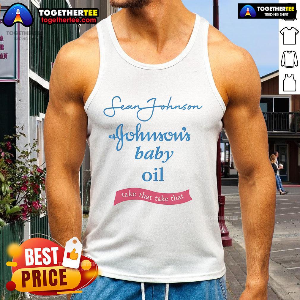 Nice Sean Johnson & Johnson'S Baby Oil Tank Top Nice Sean Johnson wearing a Johnson's Baby Oil tank top, showcasing a stylish and playful look in a vibrant setting.