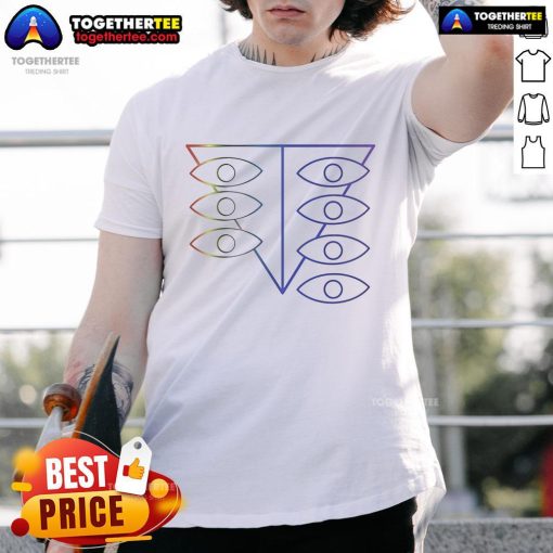 Colorful 'Nice Seele Rainbow Eyes T-Shirt' featuring vibrant rainbow eye graphics, perfect for trendy casual wear.