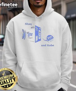 Alt Text: Shaquille O'Neal and Kobe Bryant hoodie featuring Miller Lite design, perfect for basketball fans and collectors.