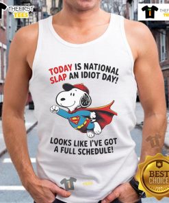Funny Snoopy Superman tank top for National Slap An Idiot Day, perfect for a humorous and lighthearted wardrobe.