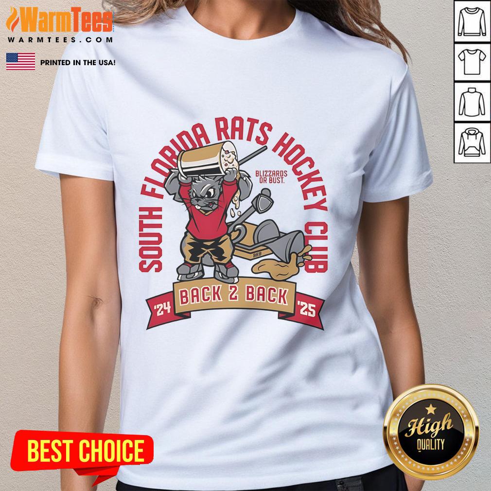 Nice South Florida Rats Hockey Club Back 2 Back 24 25 Mascot Ladies Tee Nice South Florida Rats Hockey Club Back 2 Back 24-25 mascot ladies tee featuring vibrant team colors and logo design.