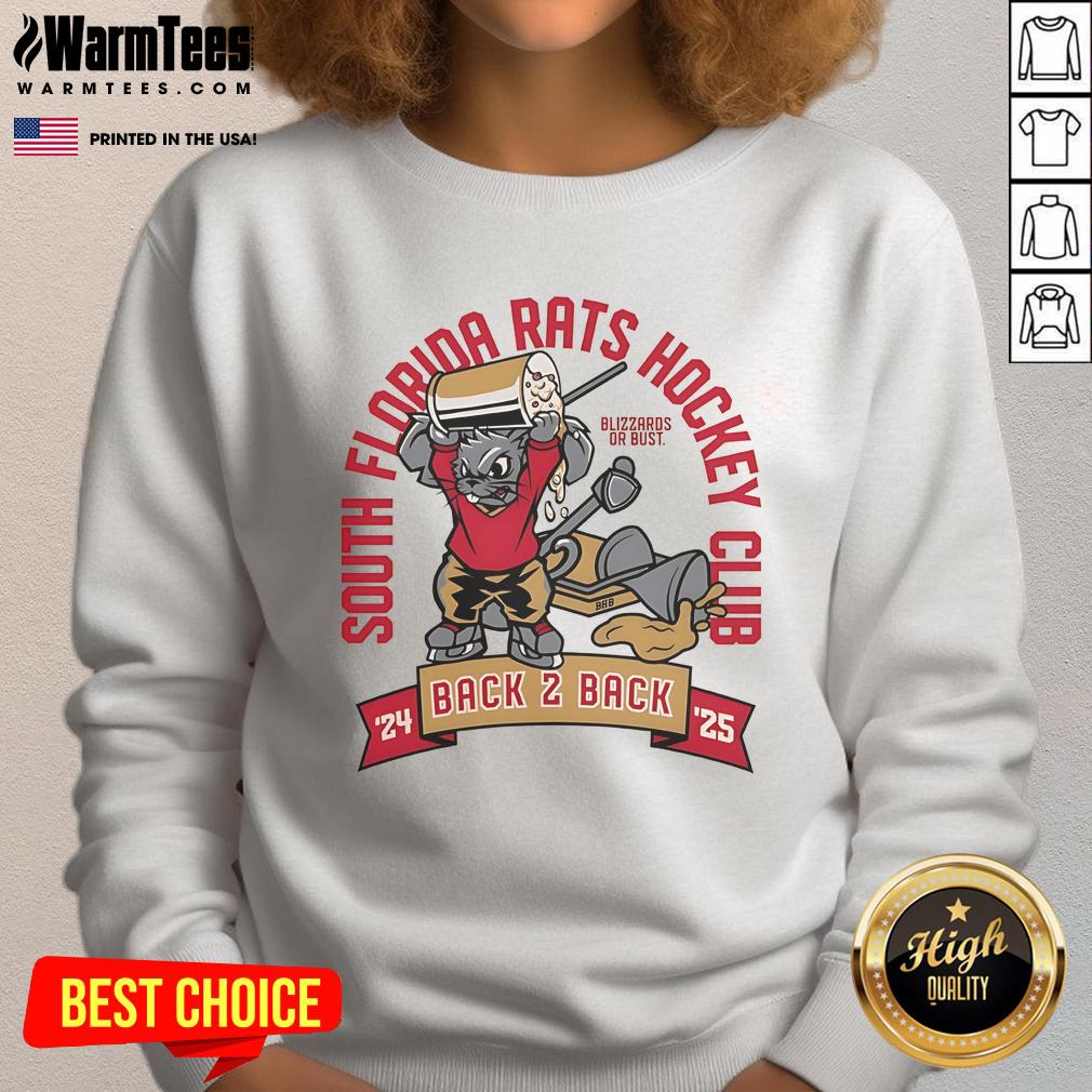 Nice South Florida Rats Hockey Club Back 2 Back 24 25 Mascot Sweatshirt Alt Text: Nice South Florida Rats Hockey Club Back 2 Back 24-25 mascot sweatshirt featuring vibrant team colors and logo.