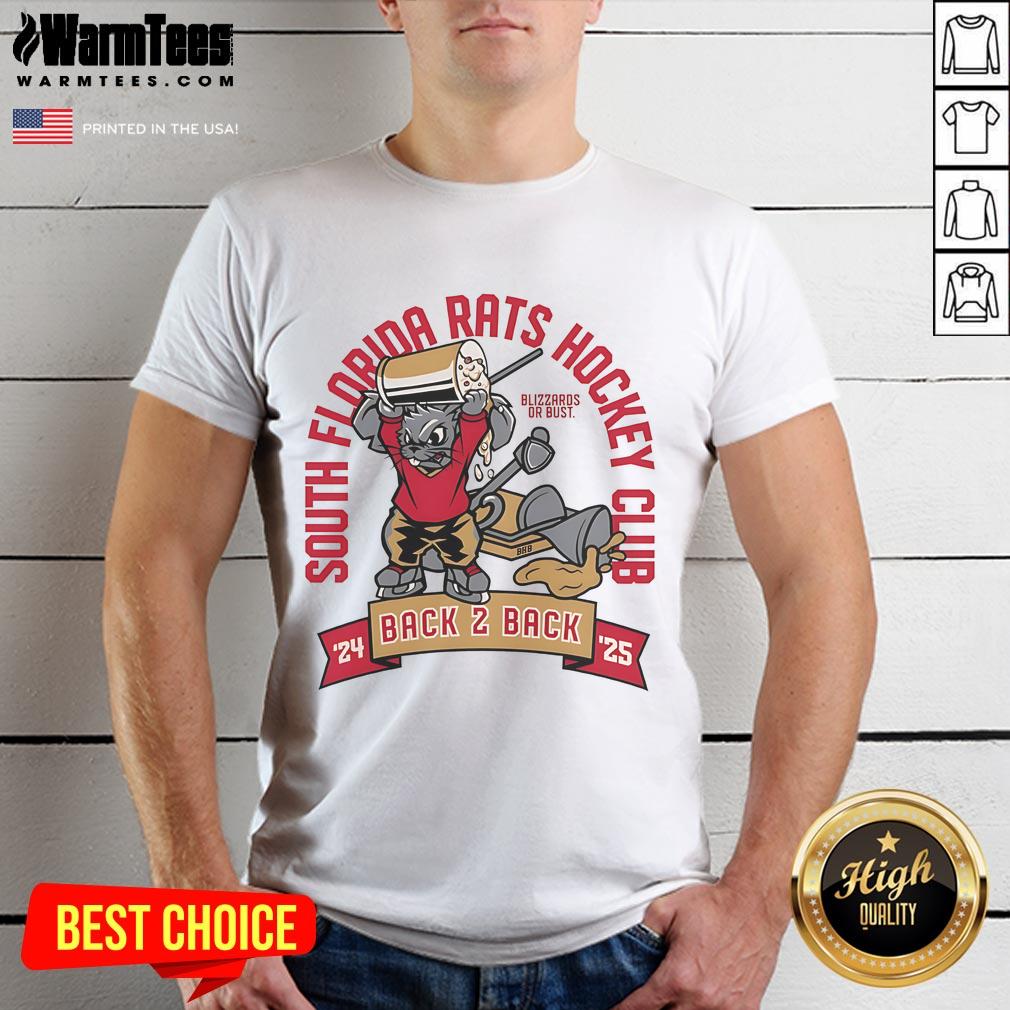 Nice South Florida Rats Hockey Club Back 2 Back 24 25 Mascot T Shirt Alt Text: Nice South Florida Rats Hockey Club Back 2 Back 24-25 mascot t-shirt featuring vibrant team colors and logo.