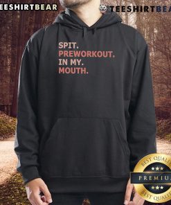 Person wearing a Nice Spit Preworkout hoodie, showcasing vibrant design and fitness lifestyle in an energetic setting.