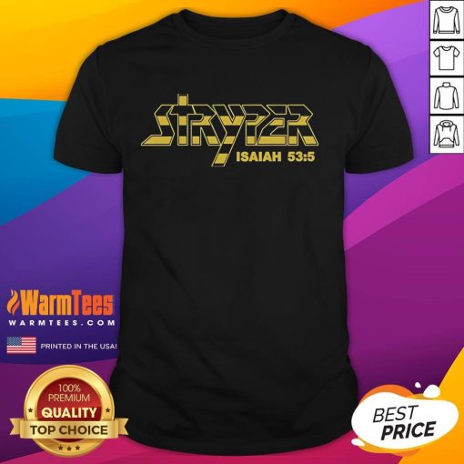 Alt Text: Nice Stryper Isaiah 53 5 Logo T-Shirt featuring a bold graphic design and vibrant colors, perfect for fans.