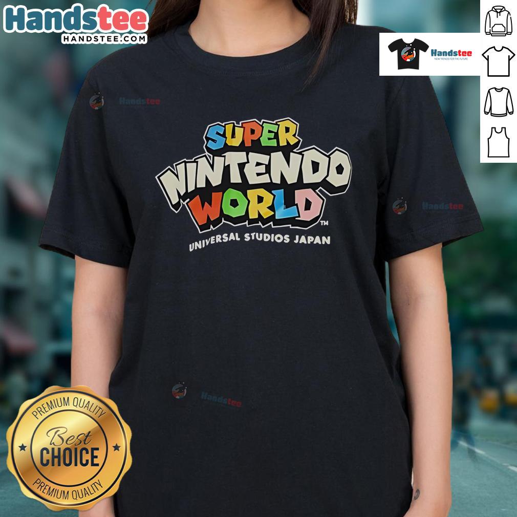 Nice Super Nintendo World Universal Studios Japan Ladies Tee Alt Text: Nice Super Nintendo World Universal Studios Japan ladies tee featuring vibrant graphics and comfortable design.
