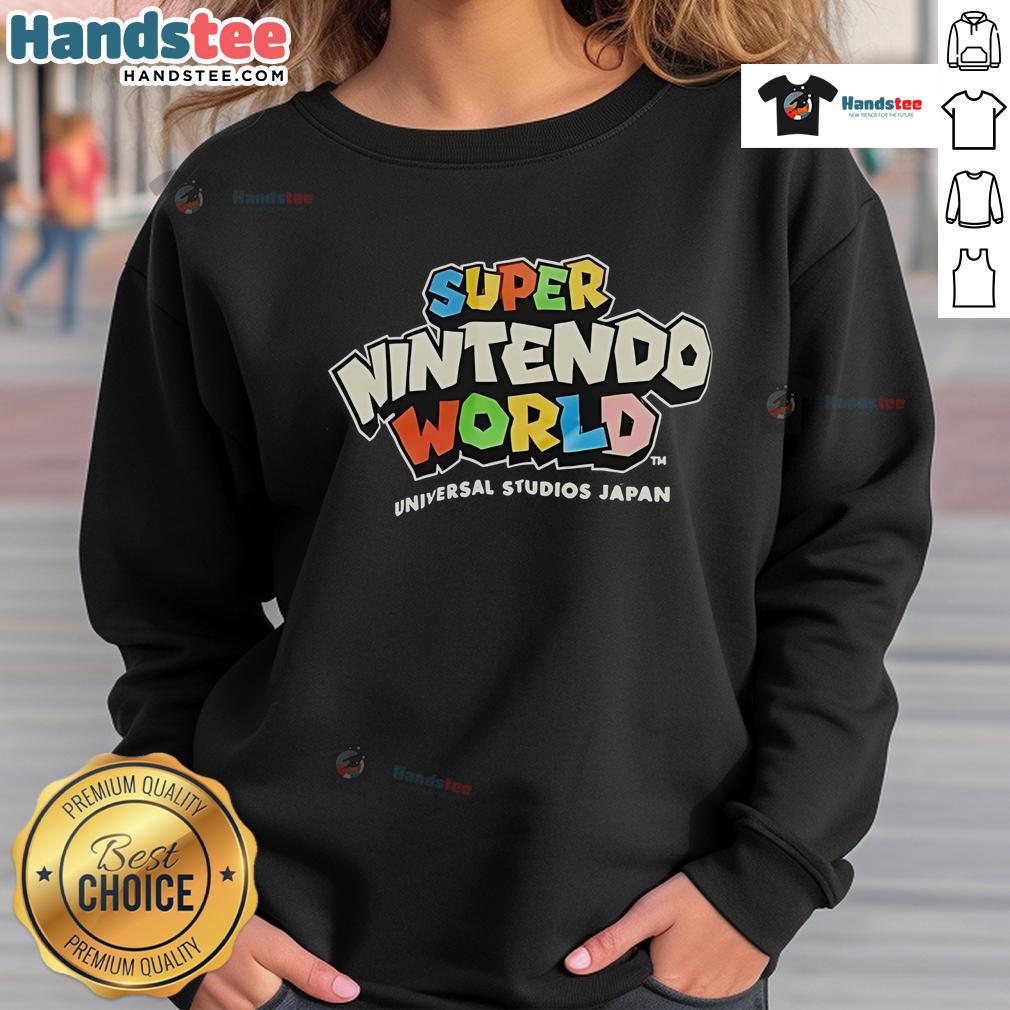Nice Super Nintendo World Universal Studios Japan Sweatshirt Alt Text: Cozy Nice Super Nintendo World sweatshirt showcasing iconic designs from Universal Studios Japan, perfect for fans.