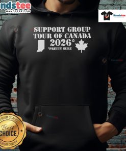 Nice Support Group Tour of Canada 2026 featuring a cozy maple leaf hoodie in a scenic outdoor setting.
