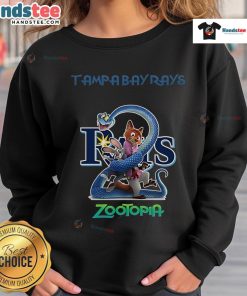 Nice Tampa Bay Rays Zootopia 2 sweatshirt featuring colorful graphics and a comfortable fit, perfect for fans.