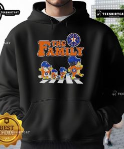 Family wearing Nice The Family Bluey Houston Astros Abbey Road Hoodie, showcasing vibrant colors and team spirit.
