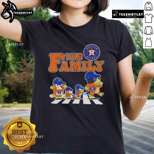 Nice The Family Bluey Houston Astros Abbey Road Ladies Tee featuring playful design and vibrant colors for fans.