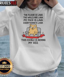 Colorful 'The Floor Is Lava' hoodie design featuring vibrant graphics, perfect for fun and playful fashion enthusiasts.