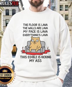 Cozy sweatshirt featuring 'The Floor Is Lava' graphic, perfect for fans of fun and quirky apparel.