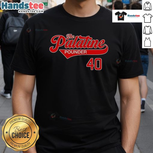 Alt Text: Nice The Palatine Pounder 40 T-Shirt in vibrant colors, perfect for casual wear and showcasing unique style.