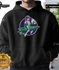 Alt Text: Futurama-inspired Turanga Leela pinup hoodie featuring vibrant colors and retro design, perfect for fans.