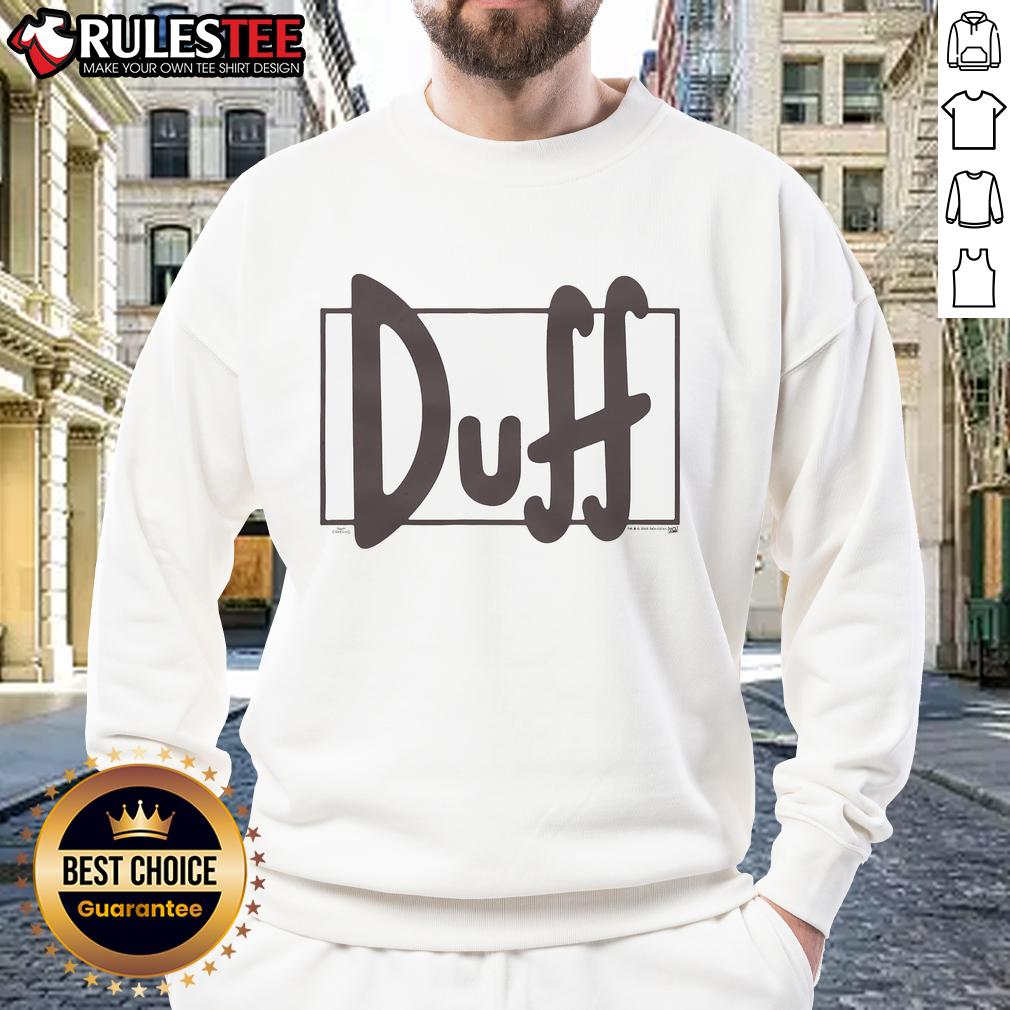 Nice The Simpsons Duff Beer Lightweight Sweatshirt Alt Text: Lightweight sweatshirt featuring Duff Beer design from The Simpsons, perfect for fans and casual wear.