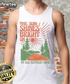 Model wearing a Nice The Sun Shines Bright On My Old Kentucky Home tank top against a sunny outdoor backdrop.