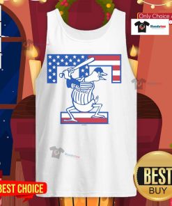 Alt Text: Patriotic home cap soft tank top featuring Nice Toledo Mud Hens logo, perfect for game days and casual wear.