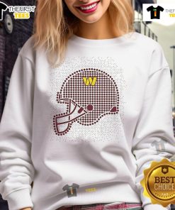 Alt Text: Stylish Nice Washington Commanders polka dots helmet sweatshirt, perfect for fans and game day attire.
