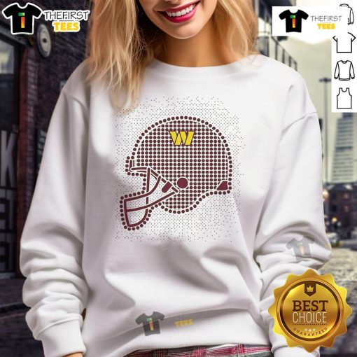 Alt Text: Stylish Nice Washington Commanders polka dots helmet sweatshirt, perfect for fans and game day attire.