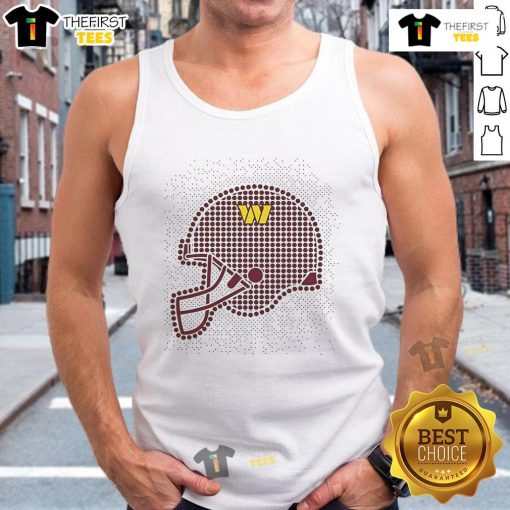 Alt Text: Stylish Nice Washington Commanders Polka Dots Helmet Tank Top for fans, featuring vibrant colors and a trendy design.
