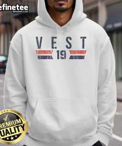 Alt Text: Vintage hoodie featuring Nice Will Vest 19 Detroit font, perfect for casual wear and showcasing Detroit pride.