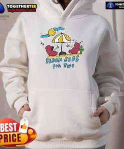 Nice Yung X Claudette 'I Beach Beds For Two Bums' hoodie displayed on a beach, perfect for stylish summer outings.