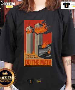 Official 2 planes and 3 buildings graphic on a ladies tee, featuring a thought-provoking 9/11 math design.