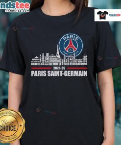 Alt Text: Limited edition ladies tee for 2024-25 Champions Paris Saint-Germain F.C., featuring team logo and stylish design.
