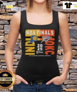 Official 2025 NBA Finals matchup tank top featuring Indiana Pacers vs OKC Thunder design, perfect for basketball fans.