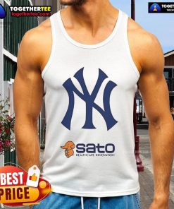 Official 2025 New York Yankees Sato Healthcare Innovation Day tank top featuring team logo and vibrant design.