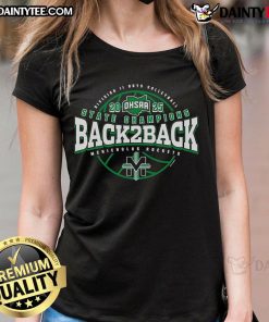 McNicholas Rockets celebrate as 2025 OHSAA Boys Volleyball D2 Back-to-Back State Champions in stylish ladies tee.